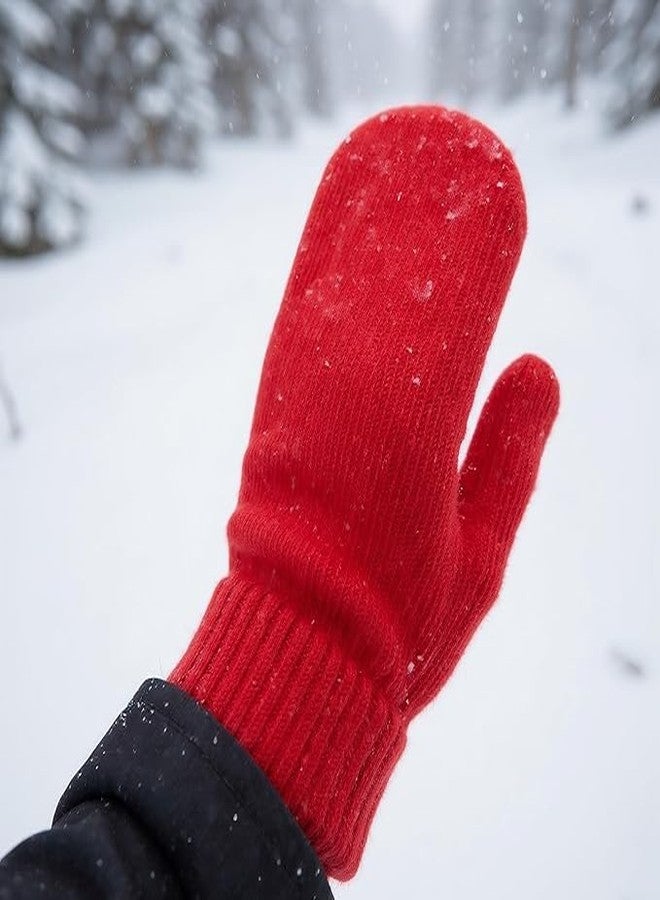 OVOY Winter Knitted Mittens Soft Warm Elastic Cold-Weather Thick Lining Gloves for Women and Men - Image 2